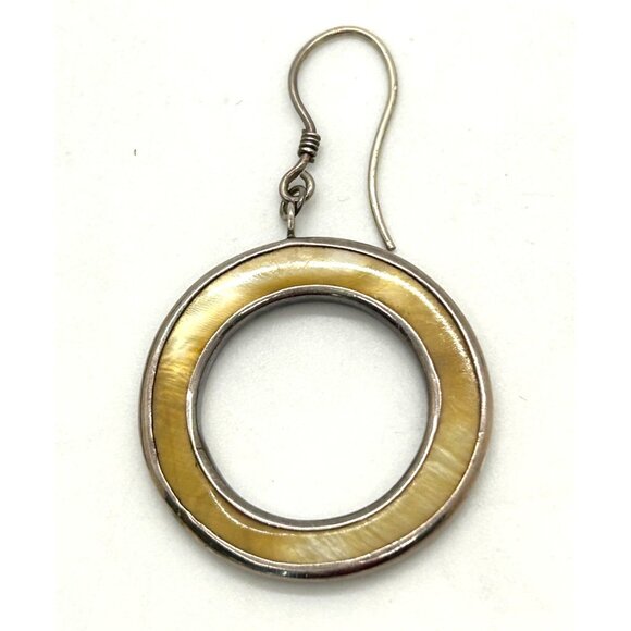 Sterling Silver Earrings Enamel Large Hoop Bohemian Style Signed LG Statement - Picture 5 of 11